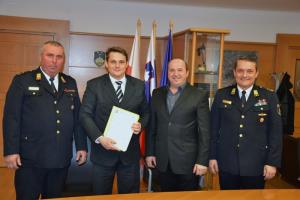 Poveljnik GZŠ Martin Cmok, župan mag. Marko Diaci,član štaba Civilne zaščite Občine Šentjur Konrad Pušnik in predsednik GZŠ Janko Cerkvenik